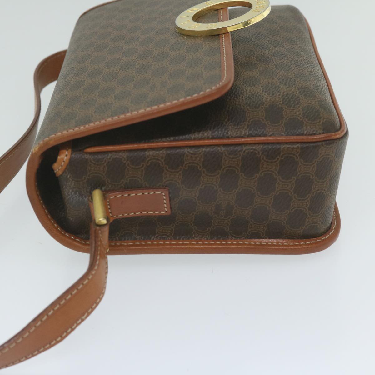 Luxury CELINE Macadam Canvas Shoulder Bag PVC Leather Brown ar11187B