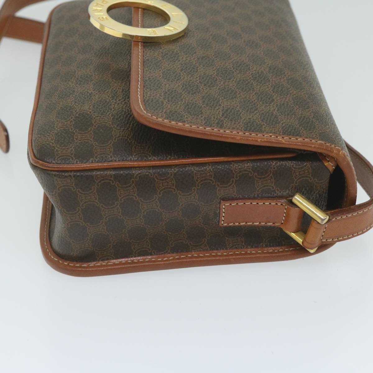 Luxury CELINE Macadam Canvas Shoulder Bag PVC Leather Brown ar11187B