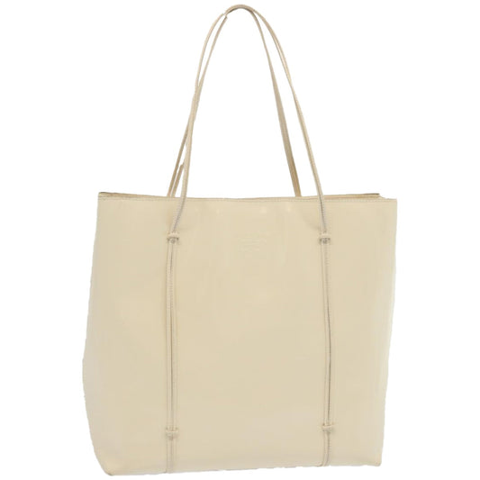 PRADA Hand Bag Patent leather Beige Auth ar11454B