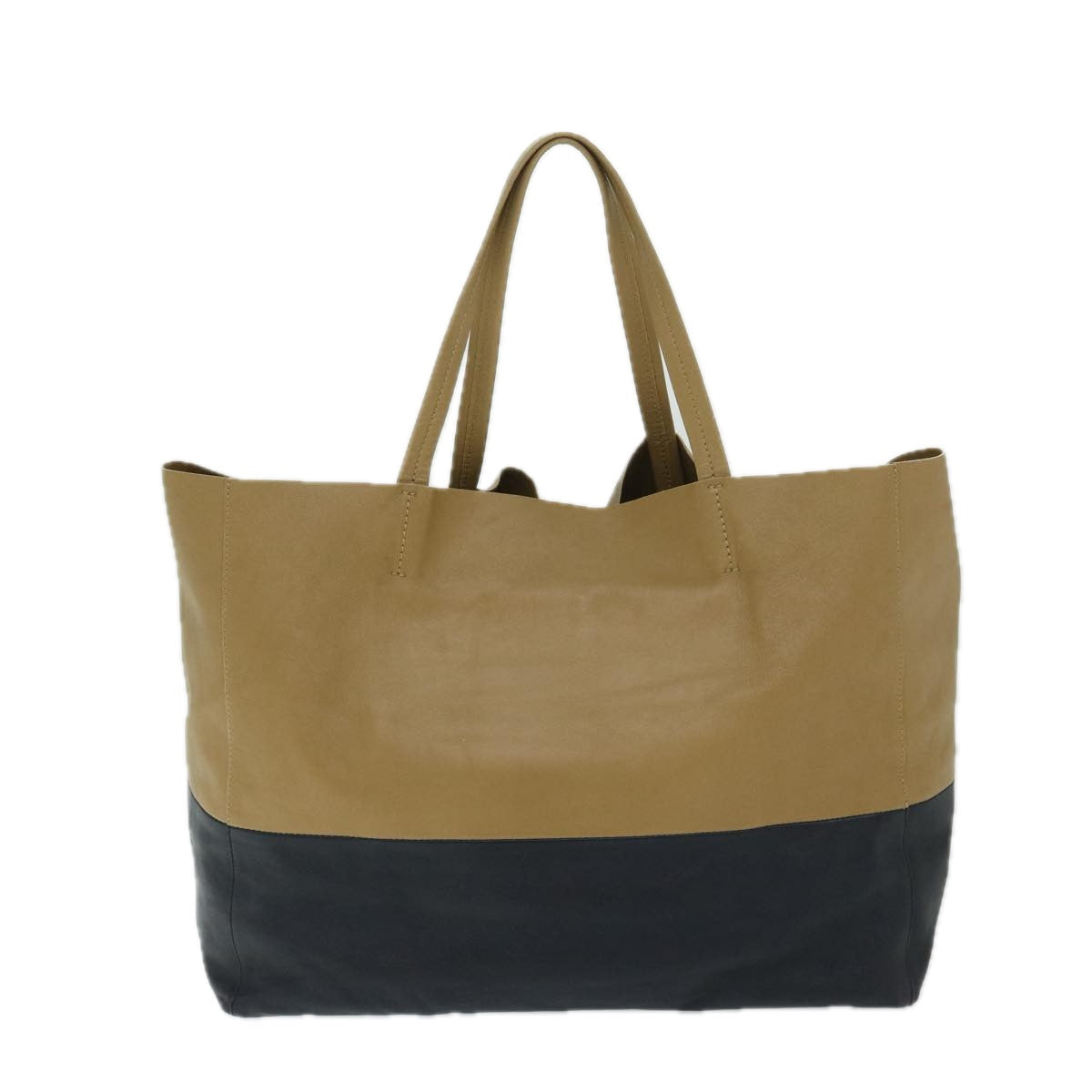 Luxury CELINE Horizontal Cabas Tote Bag Leather Beige Black ar11566