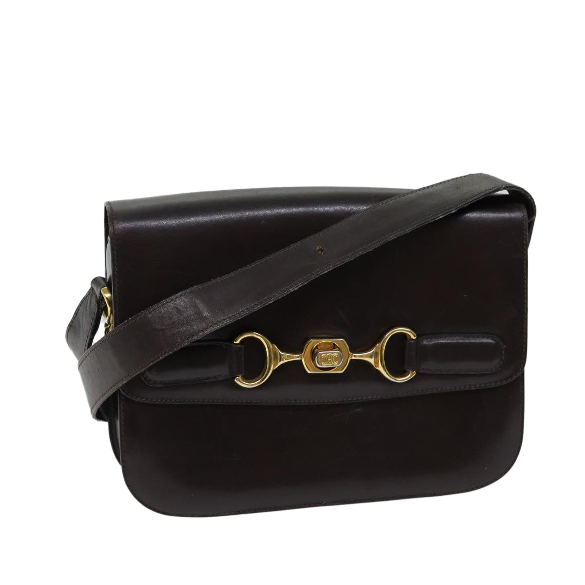 Luxury CELINE Shoulder Bag Leather Brown ar11623B
