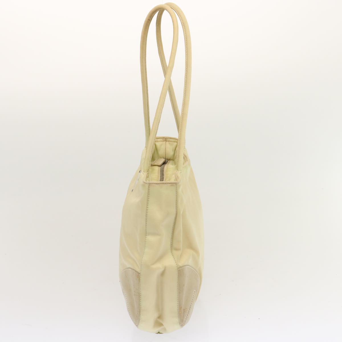 PRADA Hand Bag Nylon Beige Auth ar11710