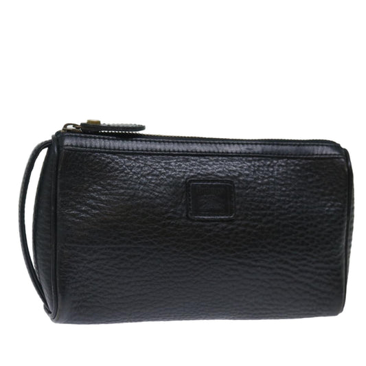 Burberry Clutch Bag Leather Black Auth ar11739