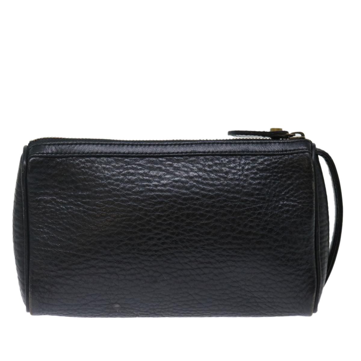 Burberry Clutch Bag Leather Black Auth ar11739