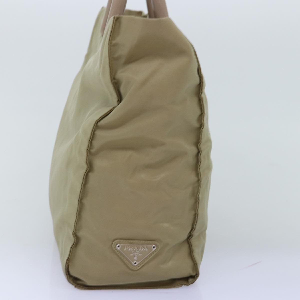 PRADA Hand Bag Nylon Beige Auth ar11788B