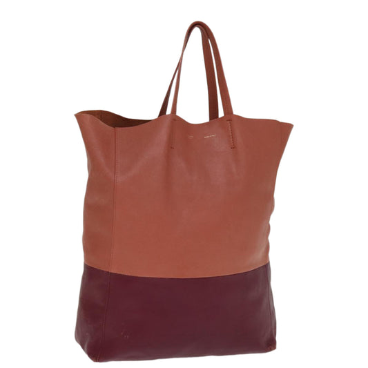 Luxury CELINE Horizontal Cabas Tote Bag Leather Bordeaux Orange ar11846