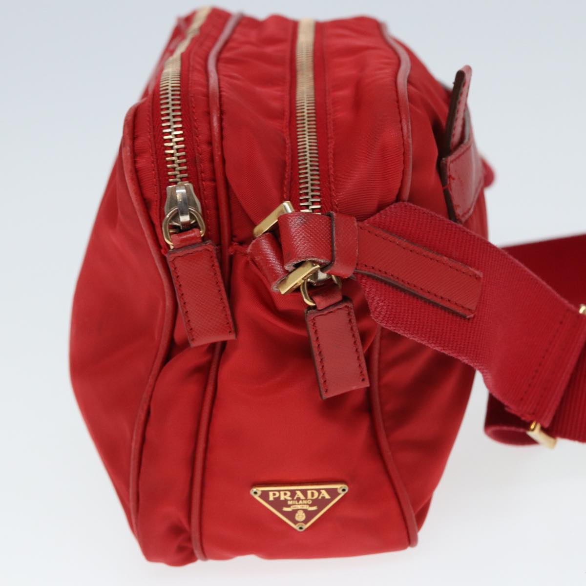 PRADA Shoulder Bag Nylon Red Auth