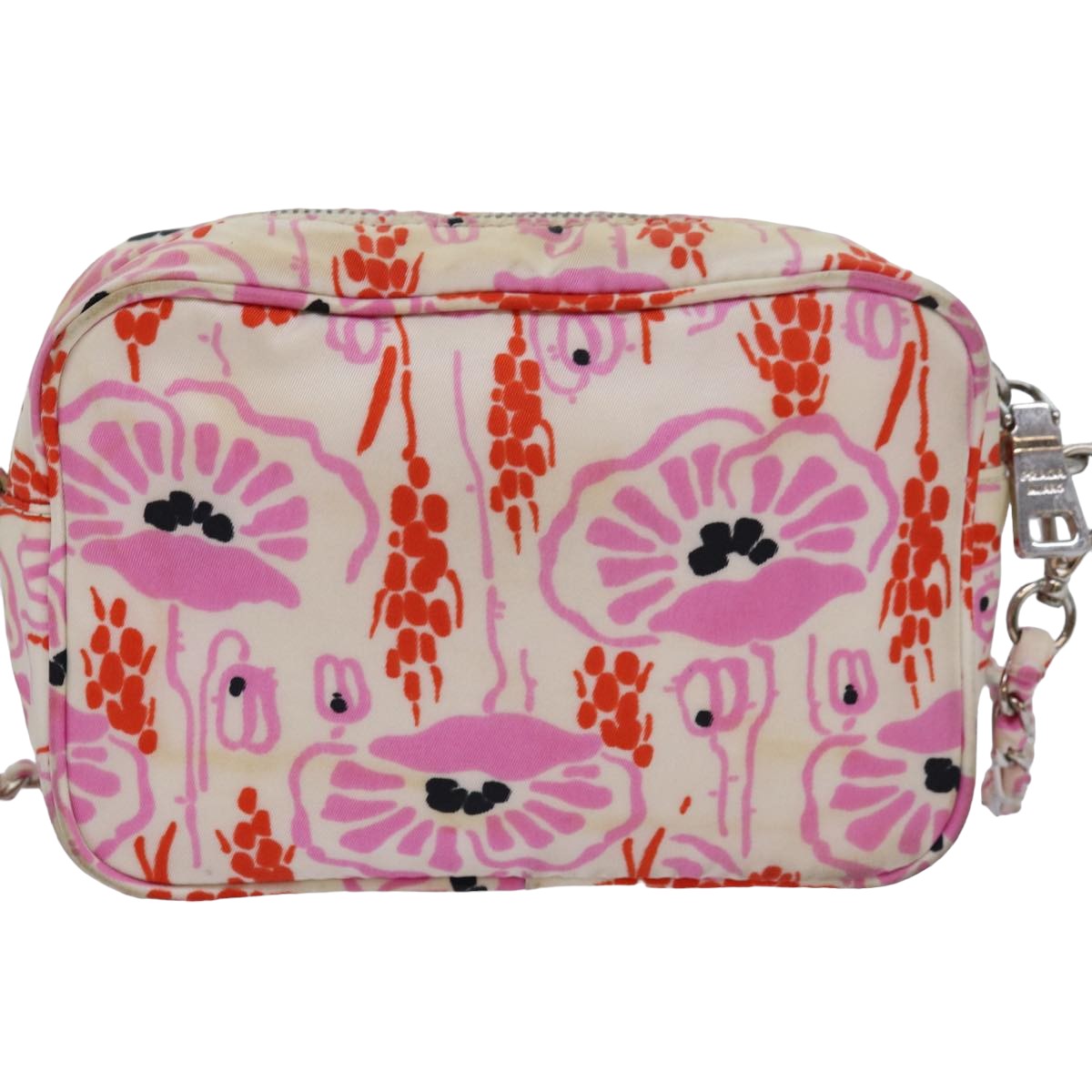 PRADA Ribbon Chain Shoulder Bag Nylon Pink Auth