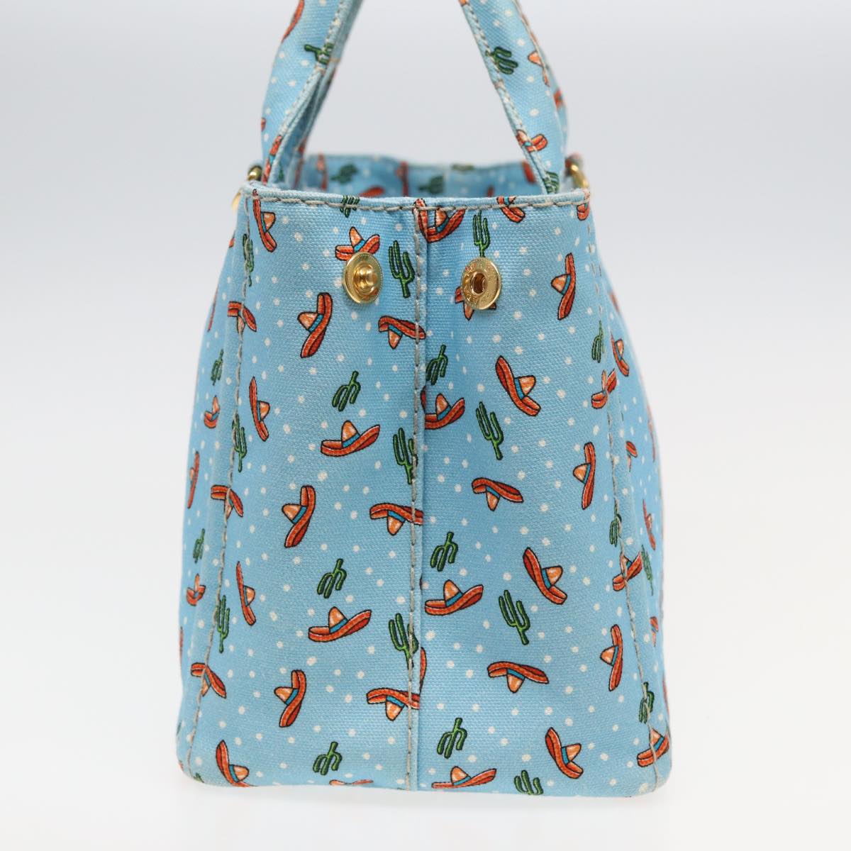 PRADA Canapa PM Hand Bag Canvas 2way Blue Auth
