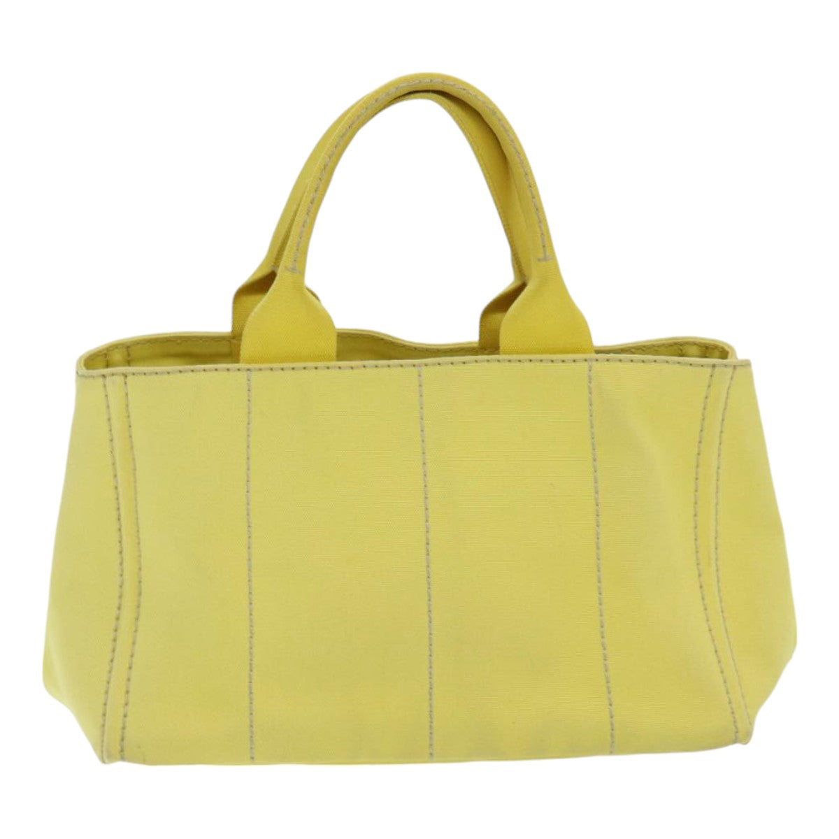 PRADA Canapa MM Hand Bag Canvas Yellow Auth