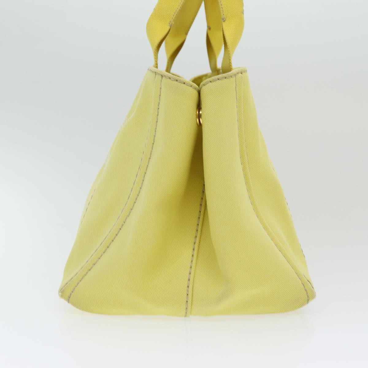 PRADA Canapa MM Hand Bag Canvas Yellow Auth
