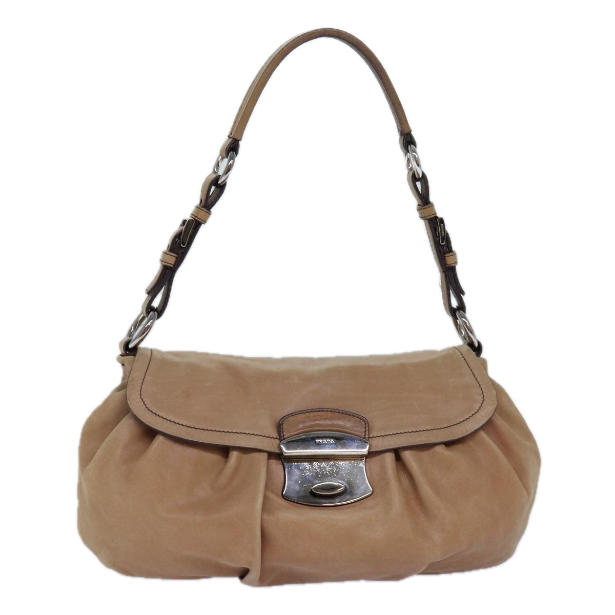 PRADA Shoulder Bag Leather Brown Auth