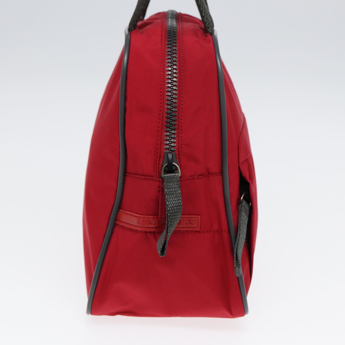 PRADA Sports Hand Bag Nylon Red Gray Silver Auth