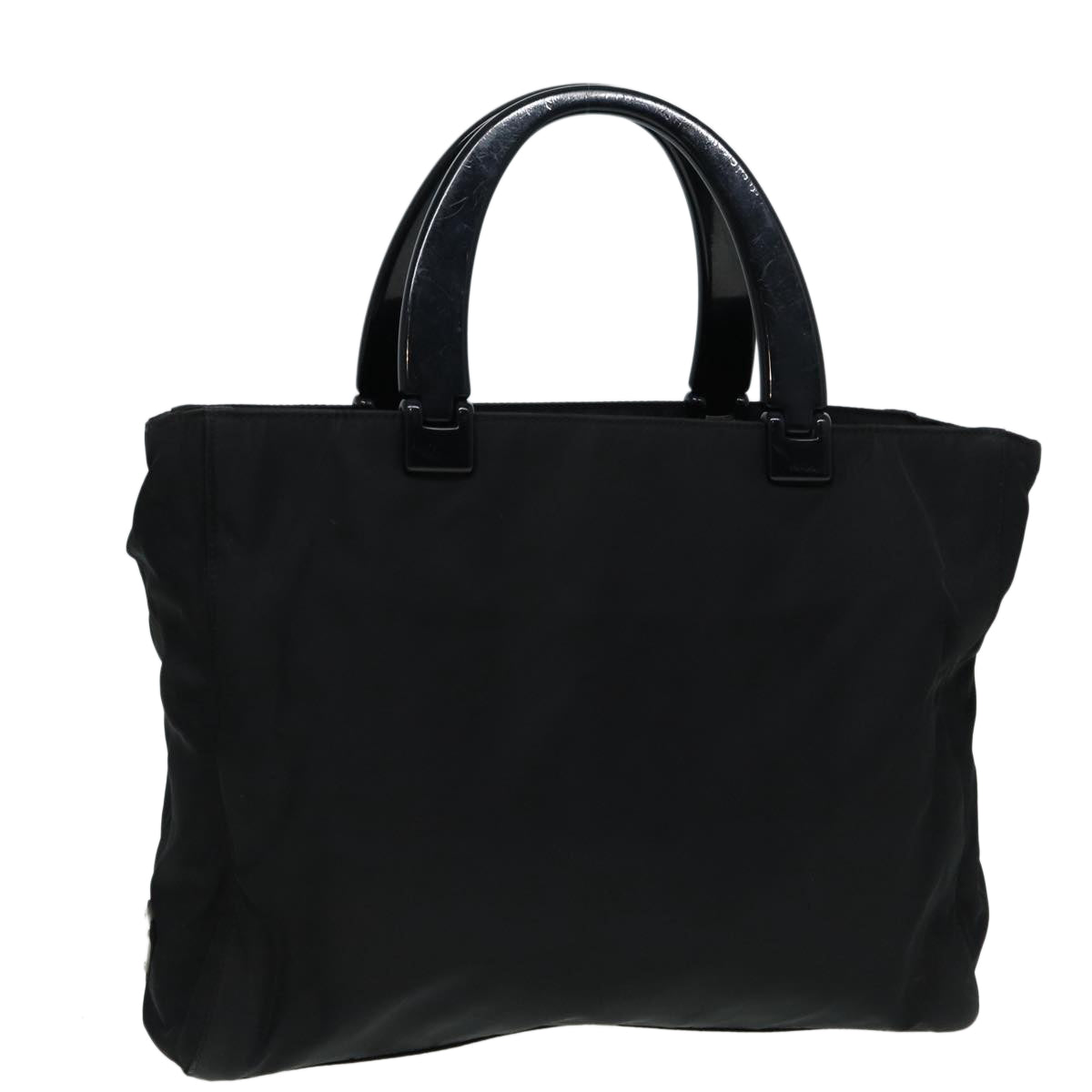 PRADA Hand Bag Nylon Black Silver Auth