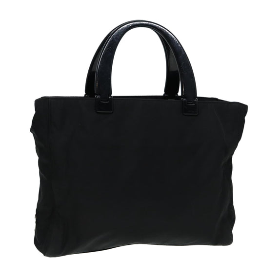 PRADA Hand Bag Nylon Black Silver Auth