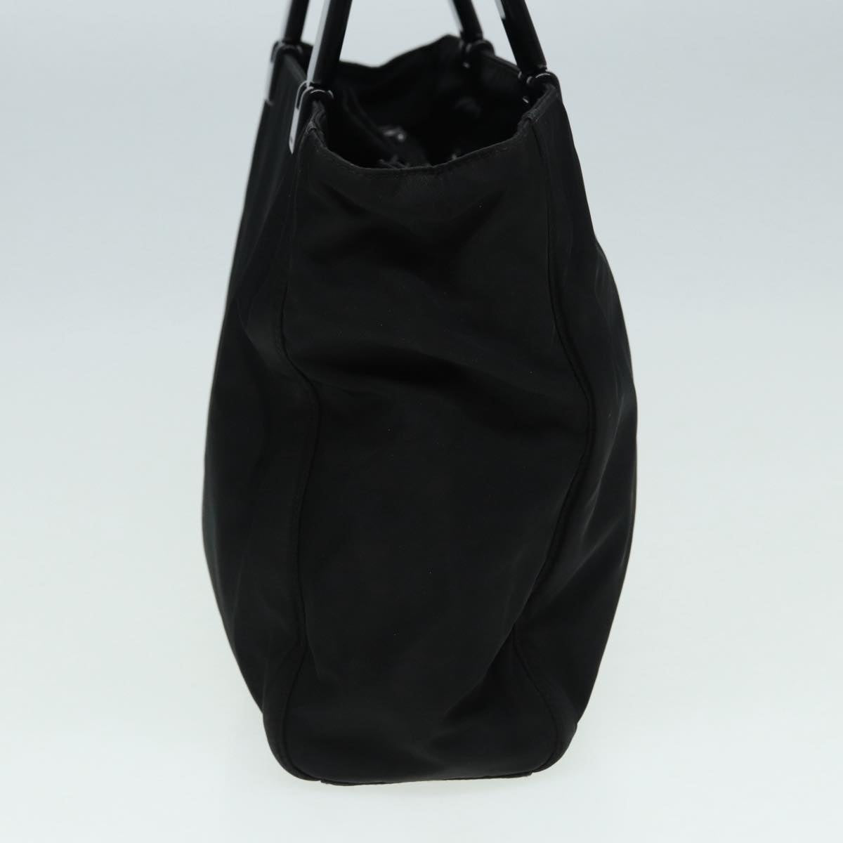 PRADA Hand Bag Nylon Black Silver Auth
