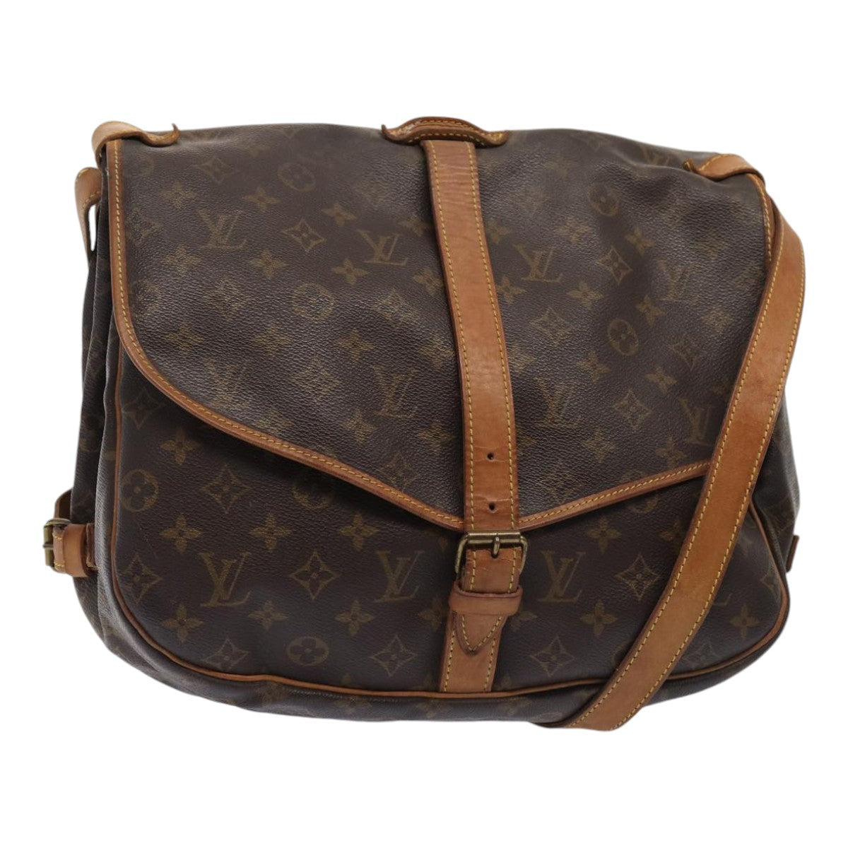 LOUIS VUITTON Monogram Saumur 35 Shoulder Bag M42254 LV Auth ar12467