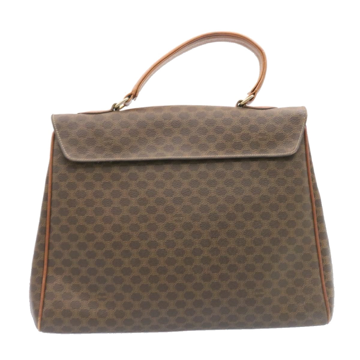 Luxury CELINE Macadam Canvas Hand Bag PVC Leather Brown ar5452