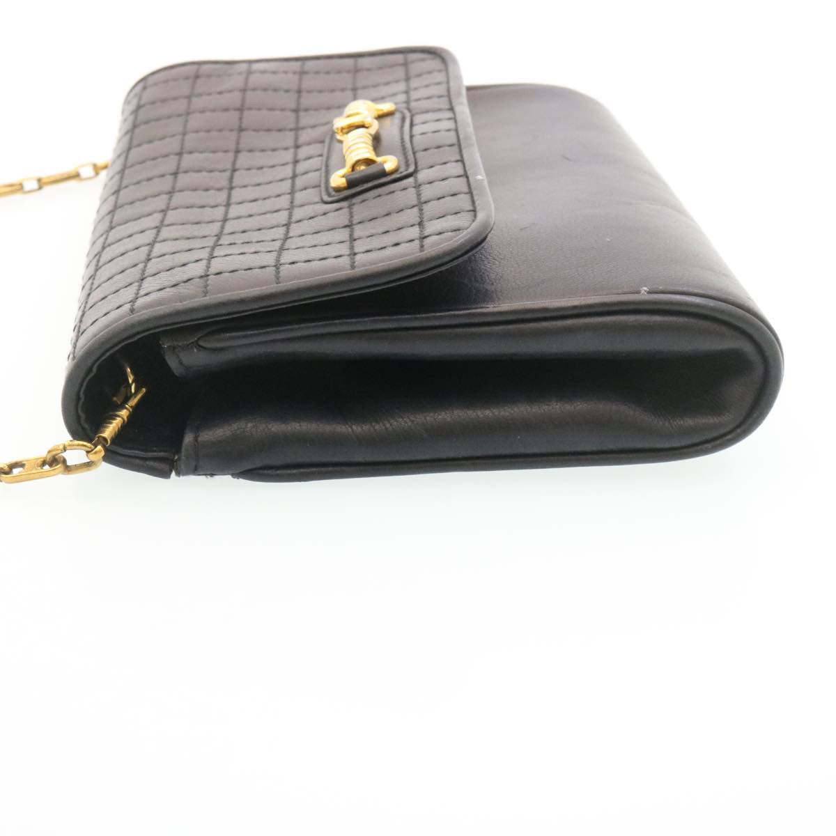 Luxury CELINE Chain Shoulder Bag Leather Black ar6324