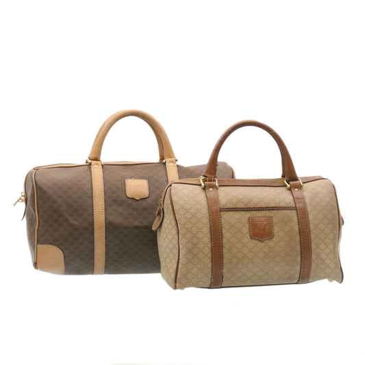 Luxury CELINE Macadam Canvas Hand Bag Boston Bag 2Set Brown Beige ar6340