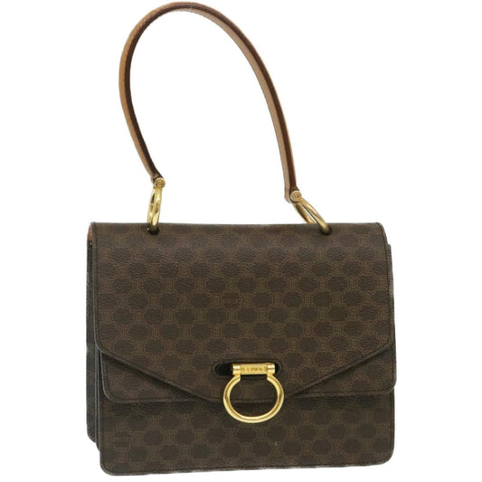 Luxury CELINE Macadam Canvas Hand Bag PVC Leather Brown ar6568