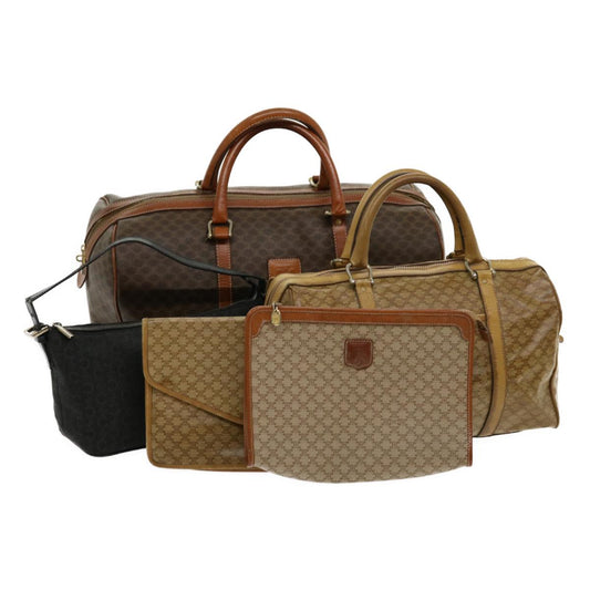 Luxury CELINE Macadam Canvas Boston Bag 5Set Brown ar7260
