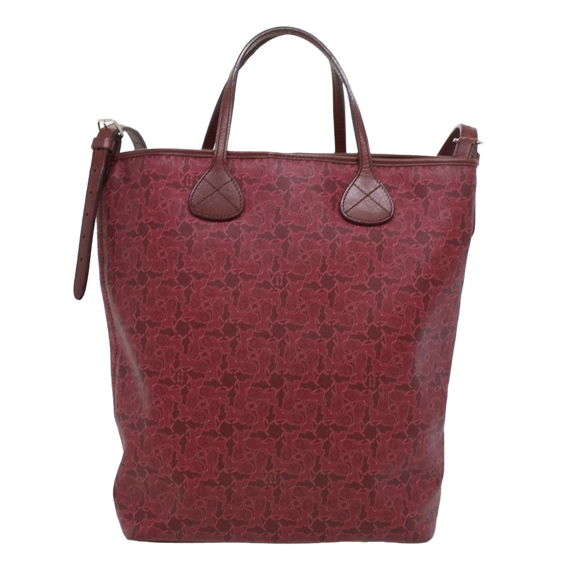 Luxury CELINE Sulky Line Hand Bag PVC Leather 2way Red ar8225