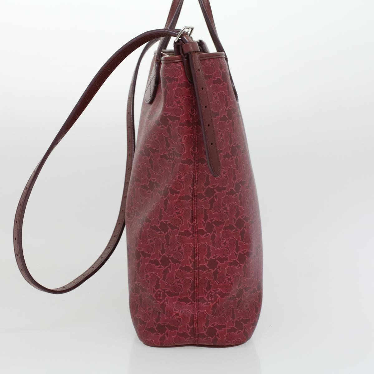 Luxury CELINE Sulky Line Hand Bag PVC Leather 2way Red ar8225