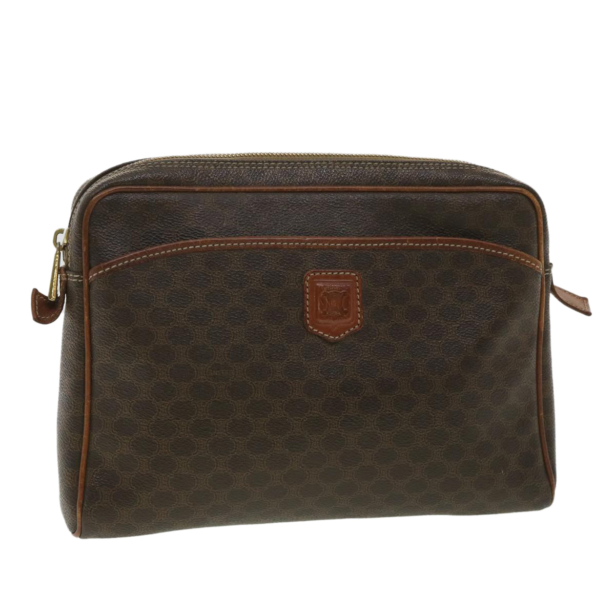 Luxury CELINE Macadam Canvas Clutch Bag PVC Leather Brown ar8568