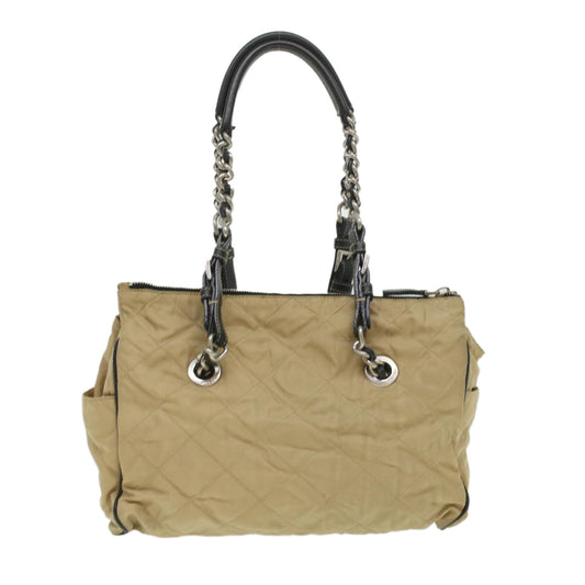 Prada Quilted Chain Shoulder Bag Nylon Beige