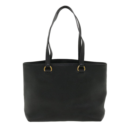 PRADA Tote Bag Leather Black Auth