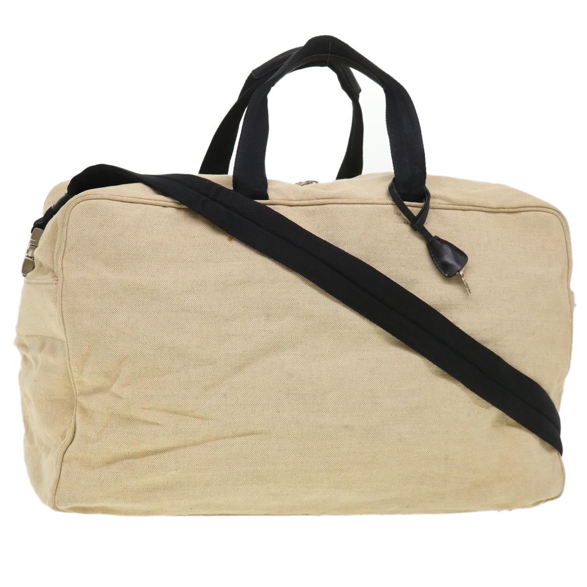 Prada Boston Bag Canvas 2way Beige