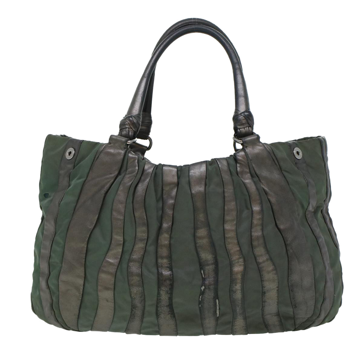 Prada Tote Bag Nylon Leather Gray