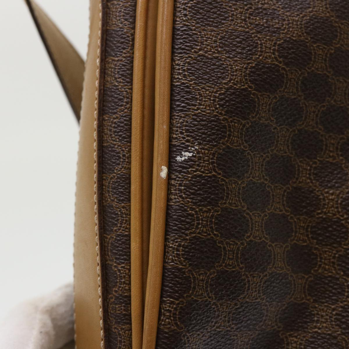 Luxury CELINE Macadam Canvas Shoulder Bag PVC Leather Brown ar9883B