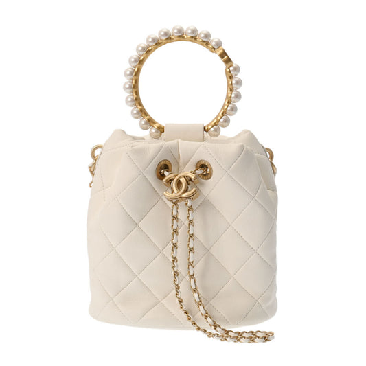 Chanel Bucket Chainshoulder 2Way White