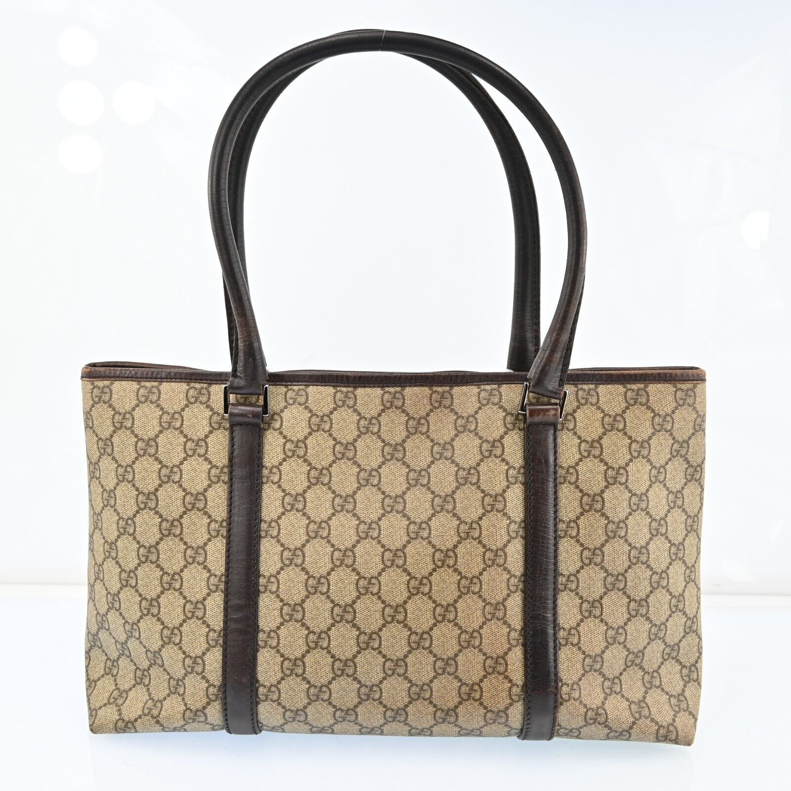 Gucci Monogram Leather Canvas Tote