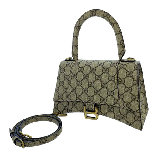 Gucci Twist Leather Canvas Handbag
