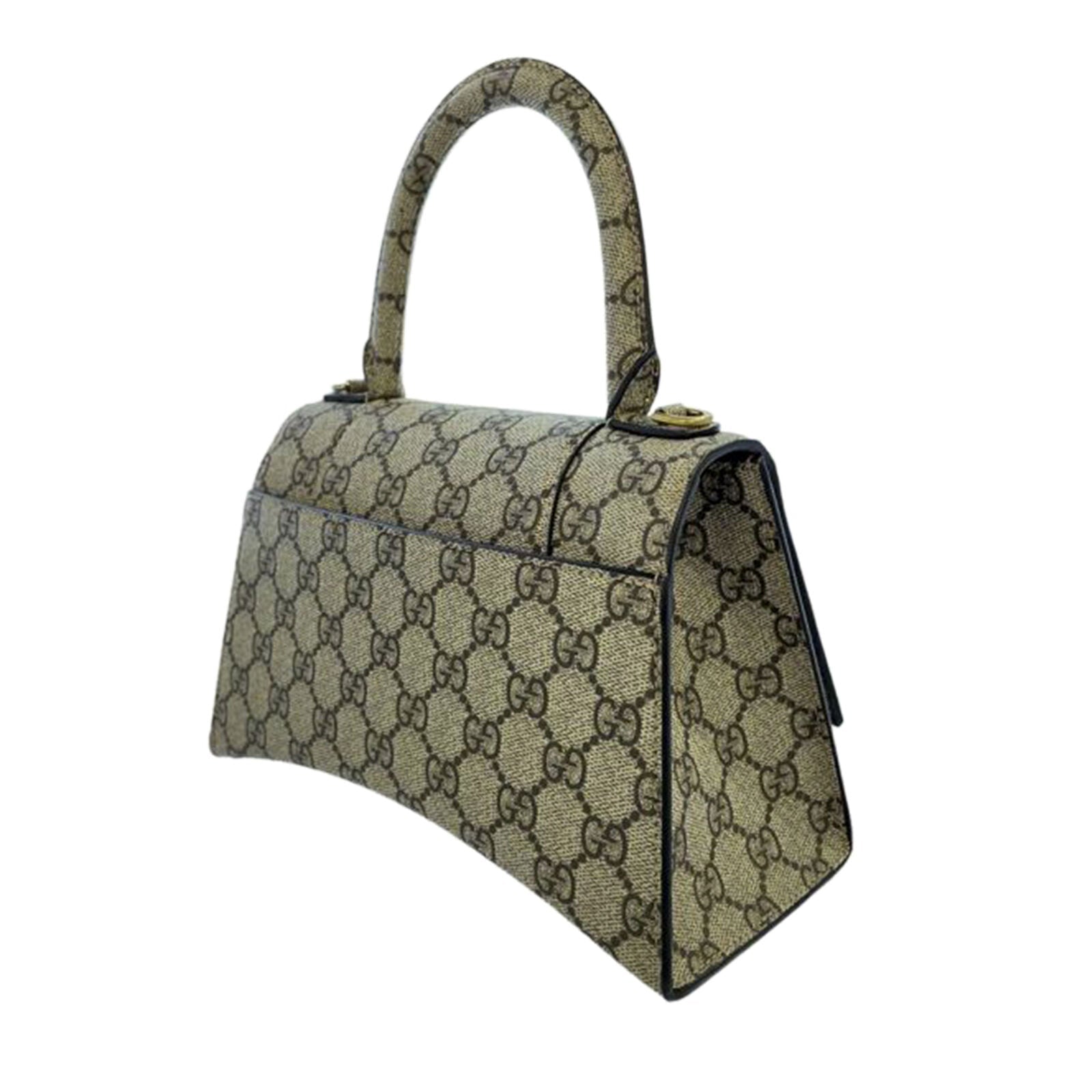 Gucci Twist Leather Canvas Handbag