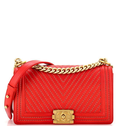 Chanel Boy Flap Bag Chevron Calfskin