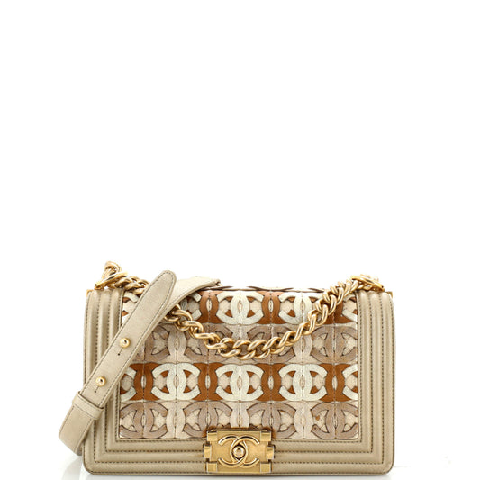 Chanel Boy Flap Bag Woven Leather Old