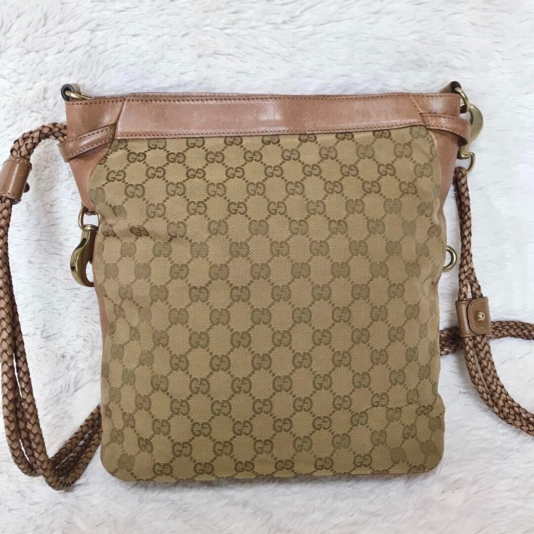 Gucci Twist Leather Canvas Crossbody
