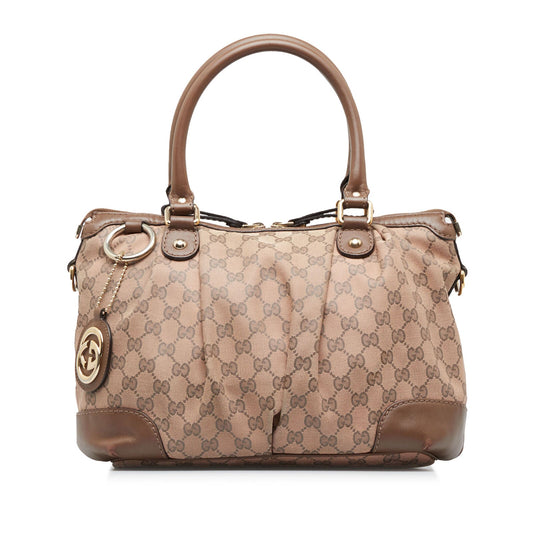 Gucci Monogram Leather Canvas Shoulder Bag