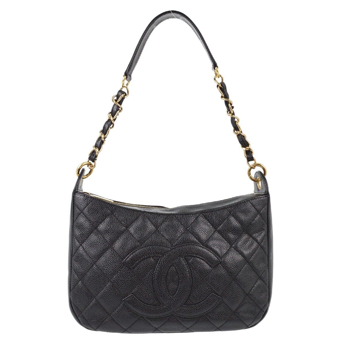 Chanel Black Caviar Skin Hobo Handbag
