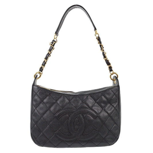 Chanel Black Caviar Skin Hobo Handbag