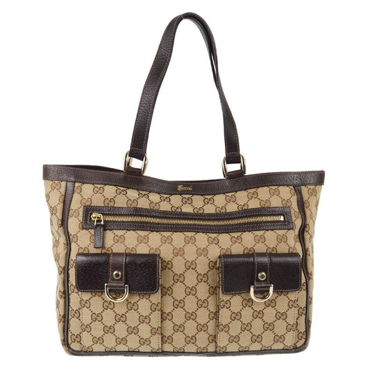 Gucci Monogram Leather Canvas Tote