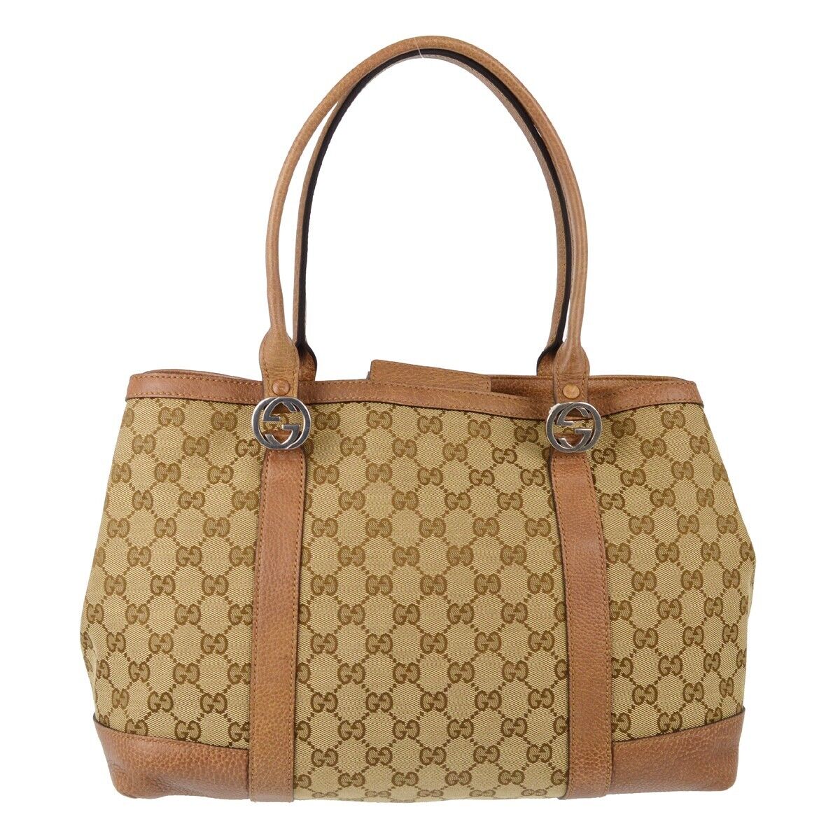 Gucci Monogram Leather Canvas Tote
