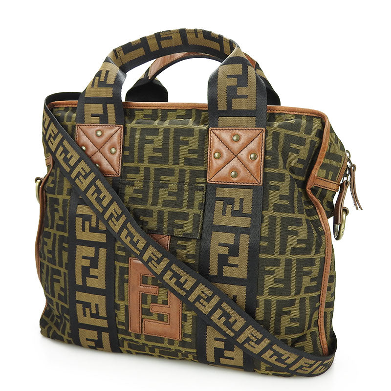 Fendi 7VA158 Zucca Canvas Leather 2way Bag