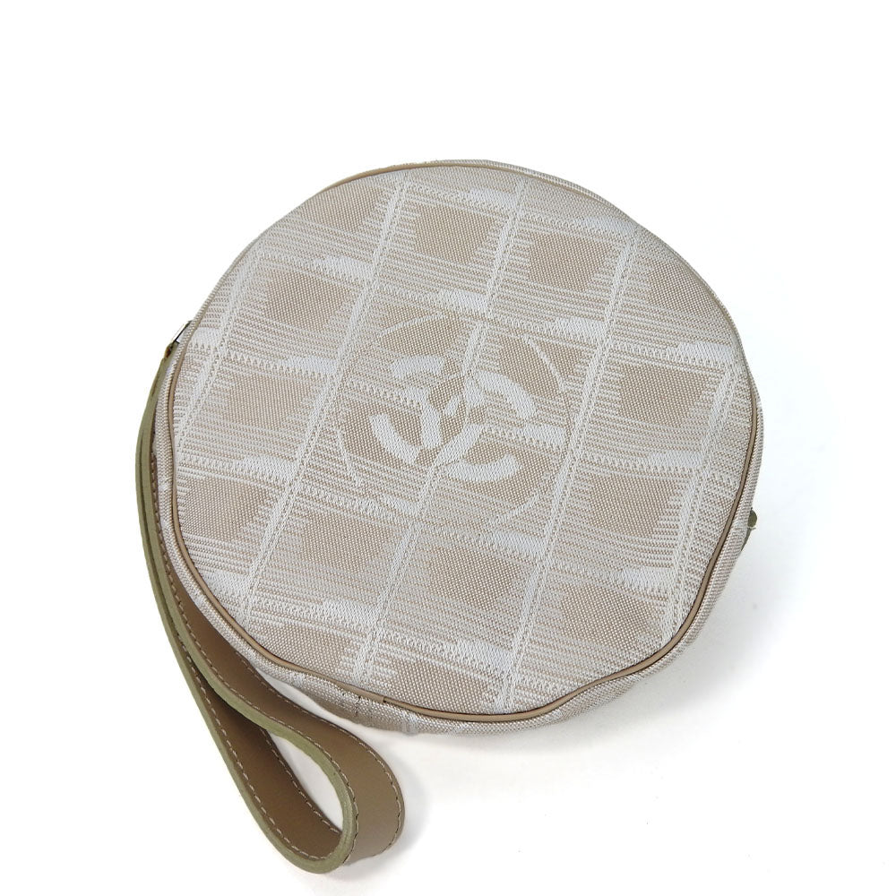 Chanel Jacquard Nylon Pouch Beige Classic Flap