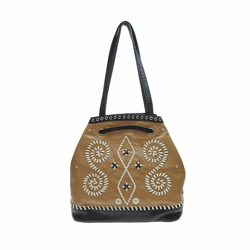 PRADA Tote Bag B5061E leather caramel