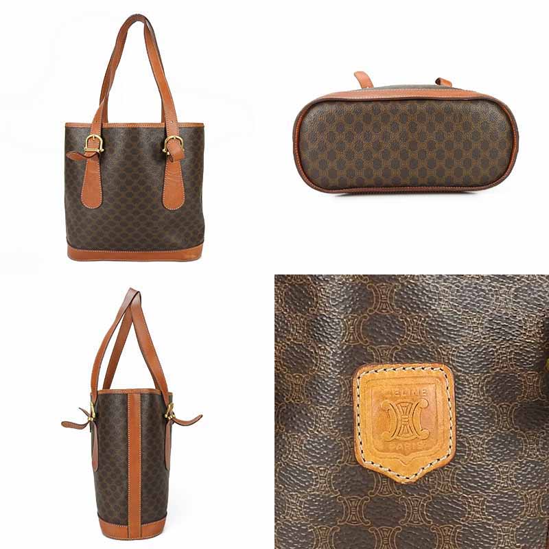 CELINE Tote Bag PVC, Leather Brown Macadam Women